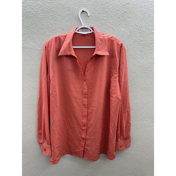 Womens Linea Donna Shirt Plus Size 3X Pink Long Sleeve Button Up - Picture 1 of 15